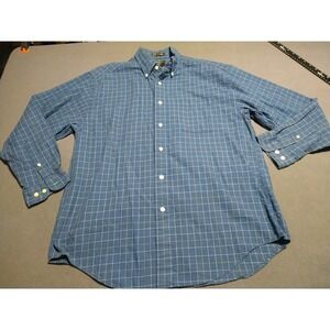 Alexander Julian Colours Shirt Men M Blue Plaid Blue Ridge Buttondown Classic